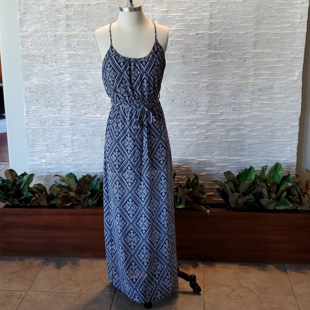 Forever 21, Blue & White Geo Print Maxi Dress, S